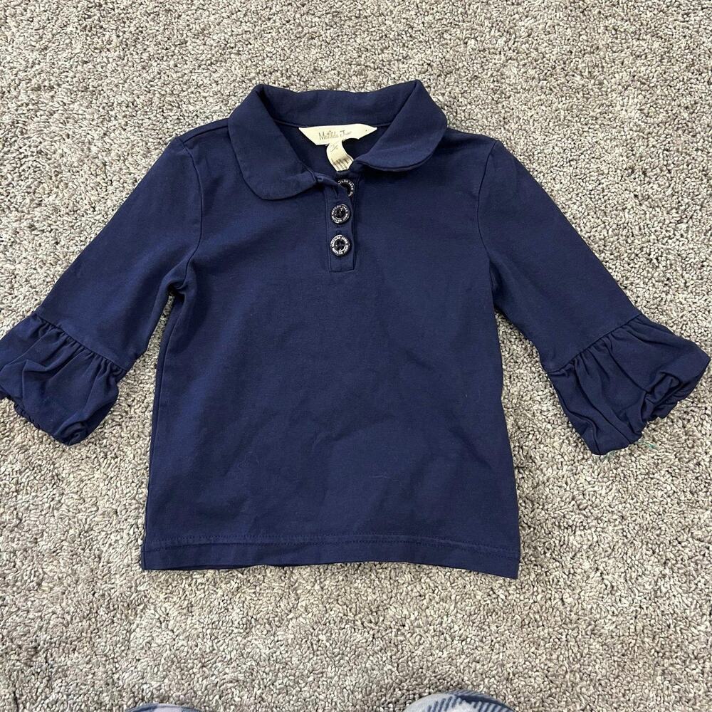 Matilda Jane Toddler Girls' Perfectly Paired Navy Collared Puffer Tee size 2T